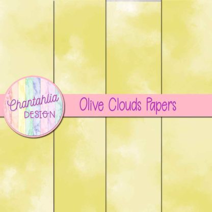 Free olive clouds digital papers