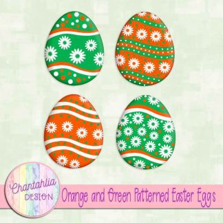 Free orange and green patterned easter eggs elements