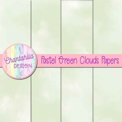 Free pastel green clouds digital papers
