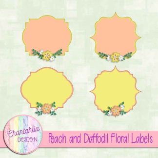 Free peach and daffodil floral labels