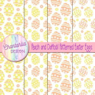 Free peach and daffodil patterned easter eggs digital papers