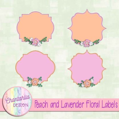 Free peach and lavender floral labels
