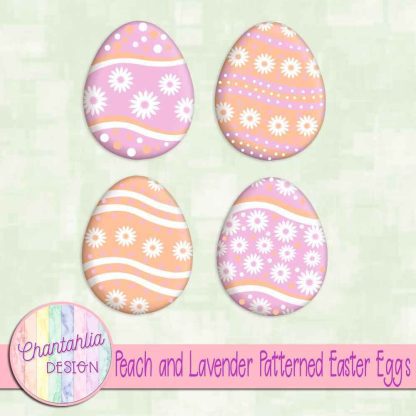 Free peach and lavender patterned easter eggs elements