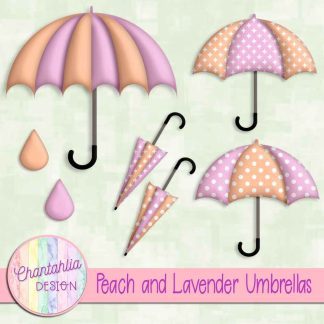 Free peach and lavender umbrellas design elements