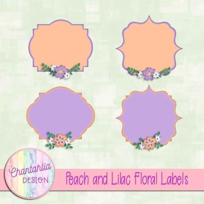 Free peach and lilac floral labels