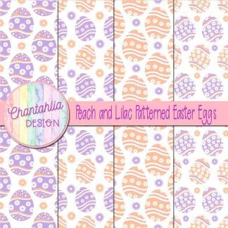 Free peach and lilac patterned easter eggs digital papers