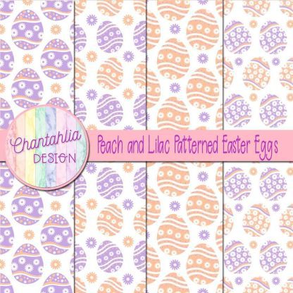 Free peach and lilac patterned easter eggs digital papers