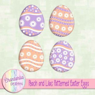 Free peach and lilac patterned easter eggs elements