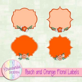 Free peach and orange floral labels