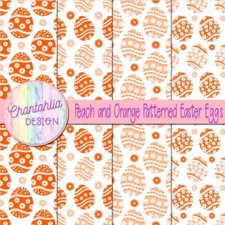 Free peach and orange patterned easter eggs digital papers