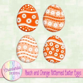 Free peach and orange patterned easter eggs elements