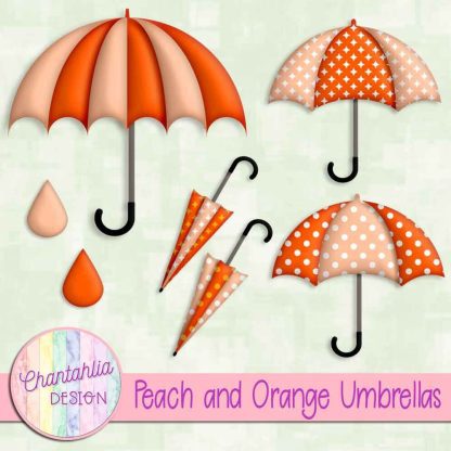 Free peach and orange umbrellas design elements