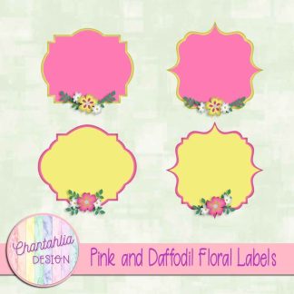 Free pink and daffodil floral labels