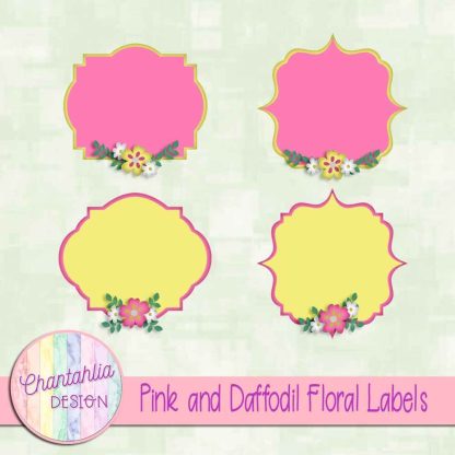 Free pink and daffodil floral labels