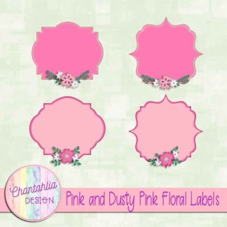 Free pink and dusty pink floral labels
