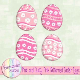 Free pink and dusty pink patterned easter eggs elements