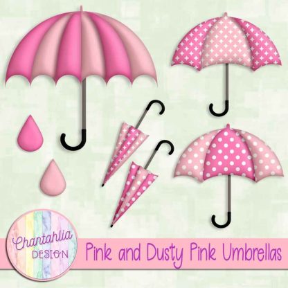 Free pink and dusty pink umbrellas design elements