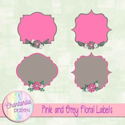 Free pink and grey floral labels