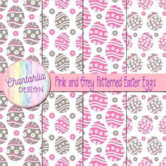 Free pink and grey patterned easter eggs digital papers