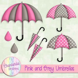 Free pink and grey umbrellas design elements