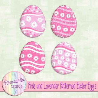 Free pink and lavender patterned easter eggs elements