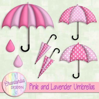Free pink and lavender umbrellas design elements