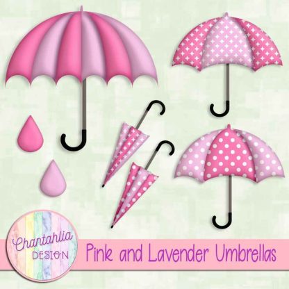 Free pink and lavender umbrellas design elements