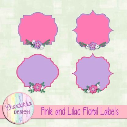 Free pink and lilac floral labels
