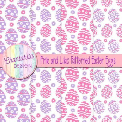 Free pink and lilac patterned easter eggs digital papers