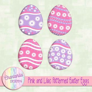 Free pink and lilac patterned easter eggs elements