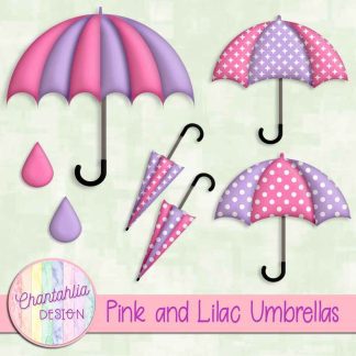 Free pink and lilac umbrellas design elements