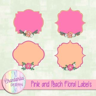 Free pink and peach floral labels