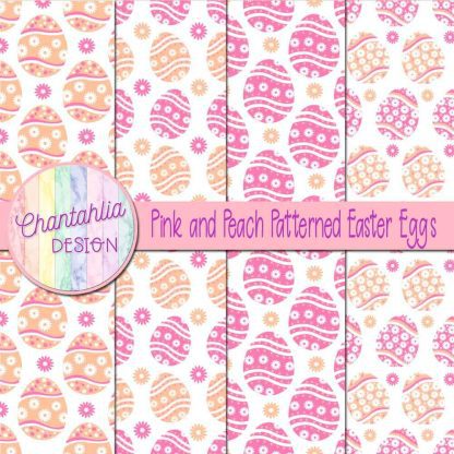 Free pink and lilac patterned easter eggs digital papers