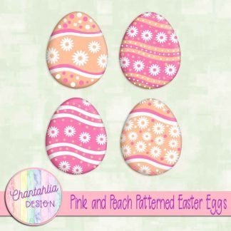 Free pink and peach patterned easter eggs elements