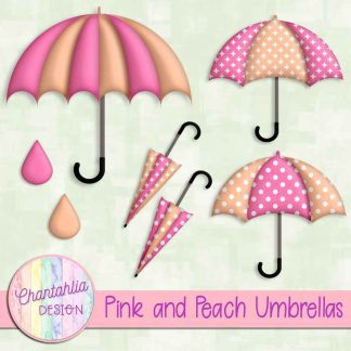 Free pink and peach umbrellas design elements