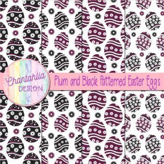 Free plum and black patterned easter eggs digital papers