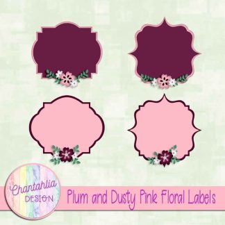 Free plum and dusty pink floral labels