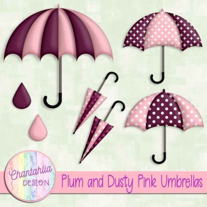 Free plum and dusty pink umbrellas design elements