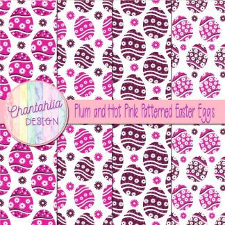 Free plum and hot pink patterned easter eggs digital papers