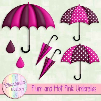 Free plum and hot pink umbrellas design elements