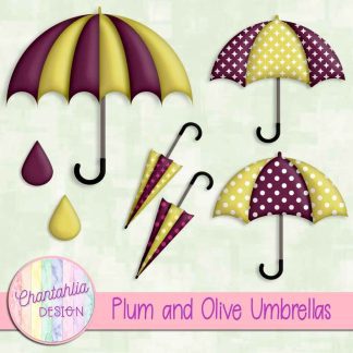 Free plum and olive umbrellas design elements