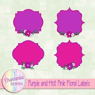 Free purple and hot pink floral labels