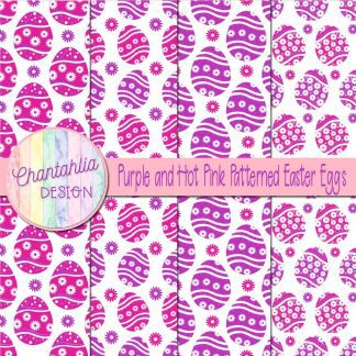 Free purple and hot pink patterned easter eggs digital papers