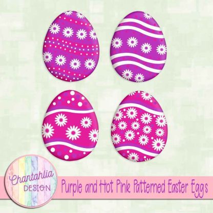 Free purple and hot pink patterned easter eggs elements