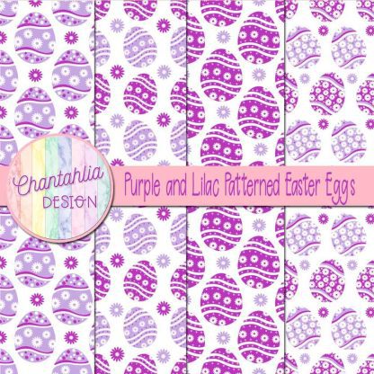 Free purple and lilac patterned easter eggs digital papers