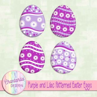 Free purple and lilac patterned easter eggs elements