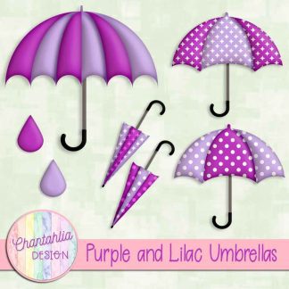 Free purple and lilac umbrellas design elements