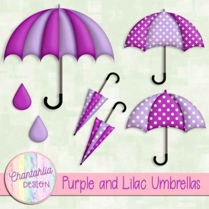 Free purple and lilac umbrellas design elements