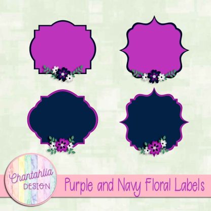 Free purple and navy floral labels