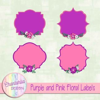 Free purple and pink floral labels
